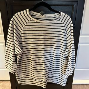 EUC LOFT Blue Striped Knit Shirt Top Sweatshirt XL